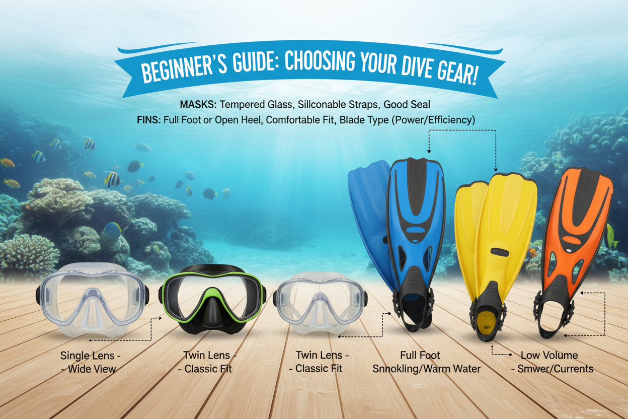 המדריך המושלם לבחירת מסיכת צלילה וסנפירים: התאמת ציוד לצולל הראשון