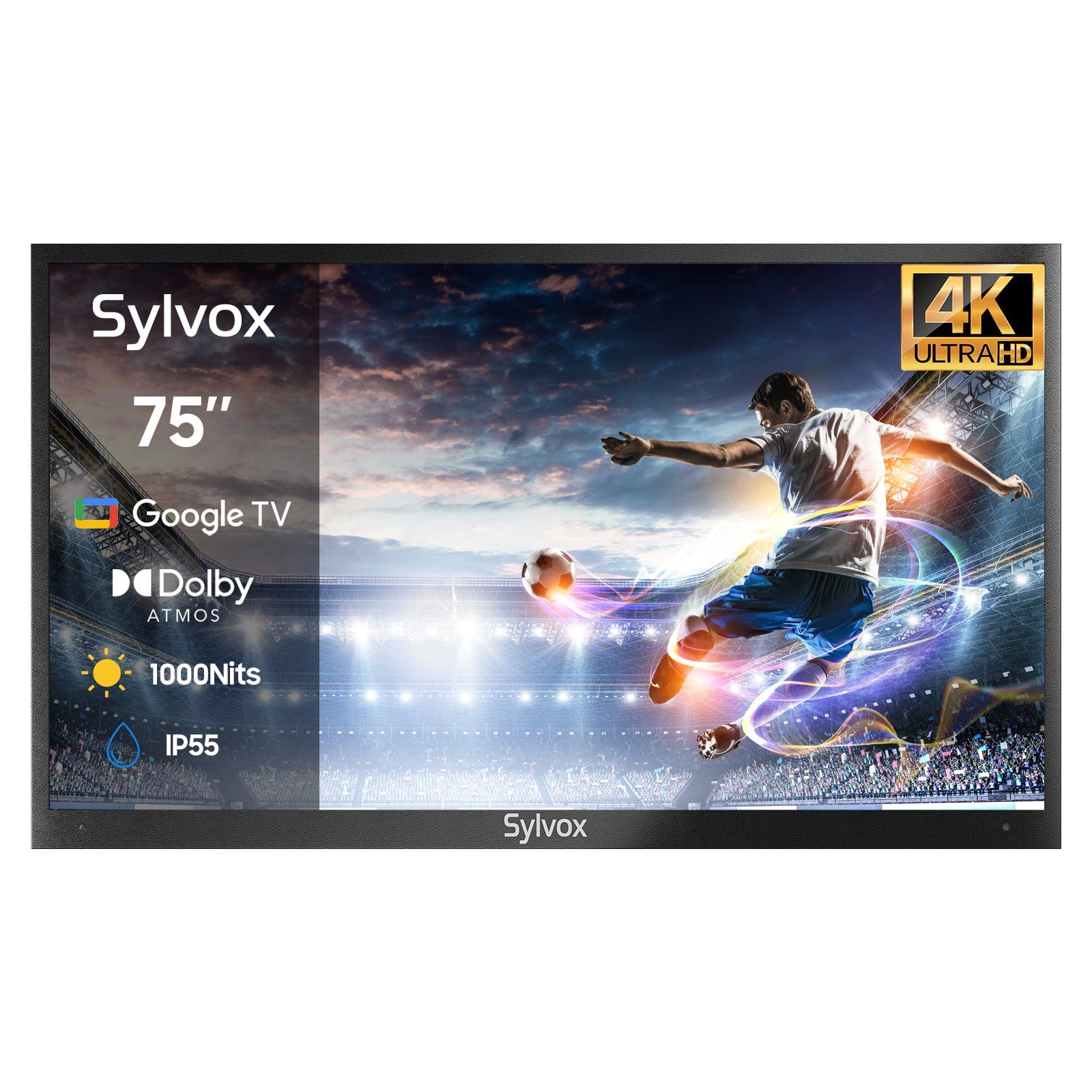 SYLVOX 75" Outdoor TV(Google TV) Deck Pro 2.0 טלויזיה בגודל 75 אינץ' לשימוש חיצוני בשמש חלקית - דוגית