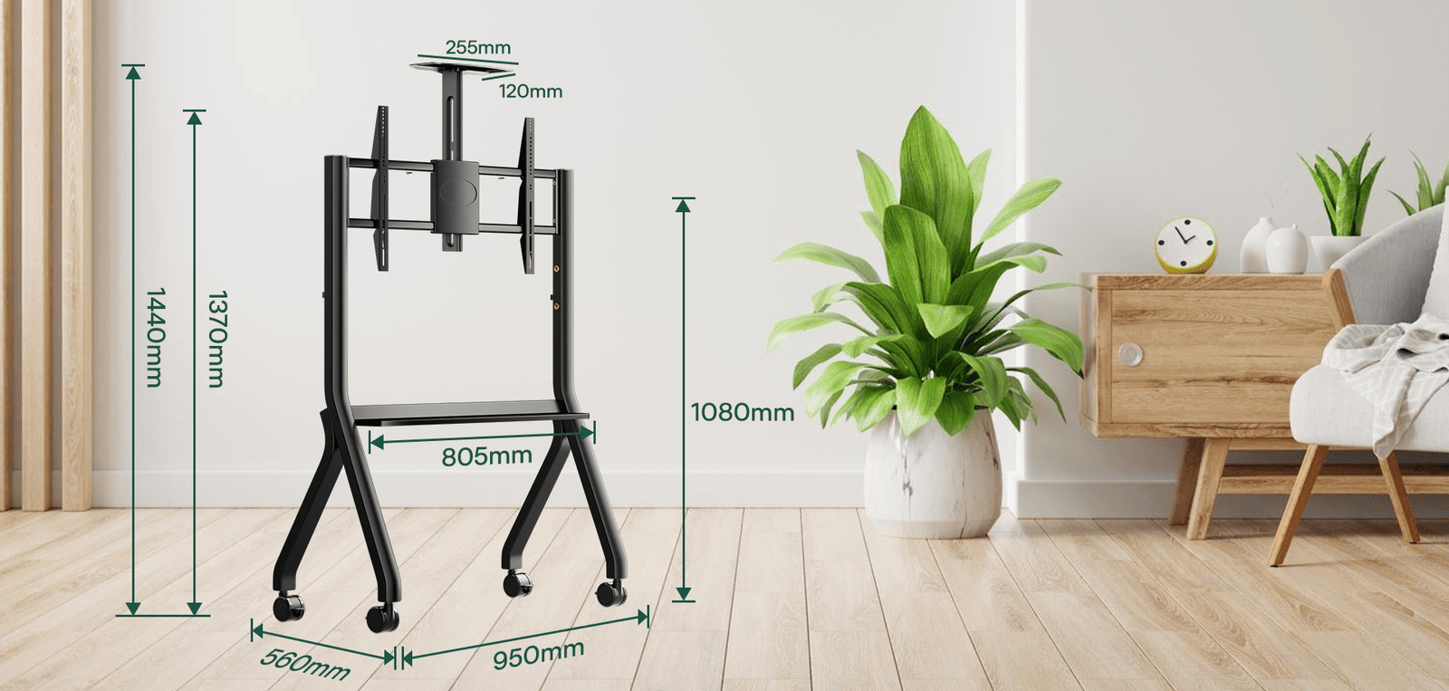 SYLVOX Outdoor TV Y-Type Rolling TV Cart (Suitable for 43-55 inch TV) מעמד על גלגלים לטלויזיות בגודל 43-55 אינץ' - דוגית