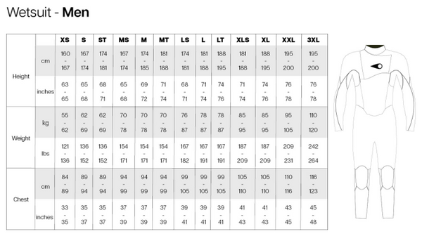 SOORUZ FIGHTER 4/3 BZ Organic Oysterprene חליפת גלישה לגברים 4/3 רוכסן אחורי בצבע שחור