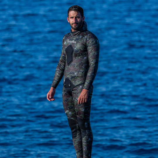 ADVENTURE 5.5mm Camo Spearfishing Jacket חליפה צלילה חופשית לדיג חלק עליון בעובי 5.5 מ"מ