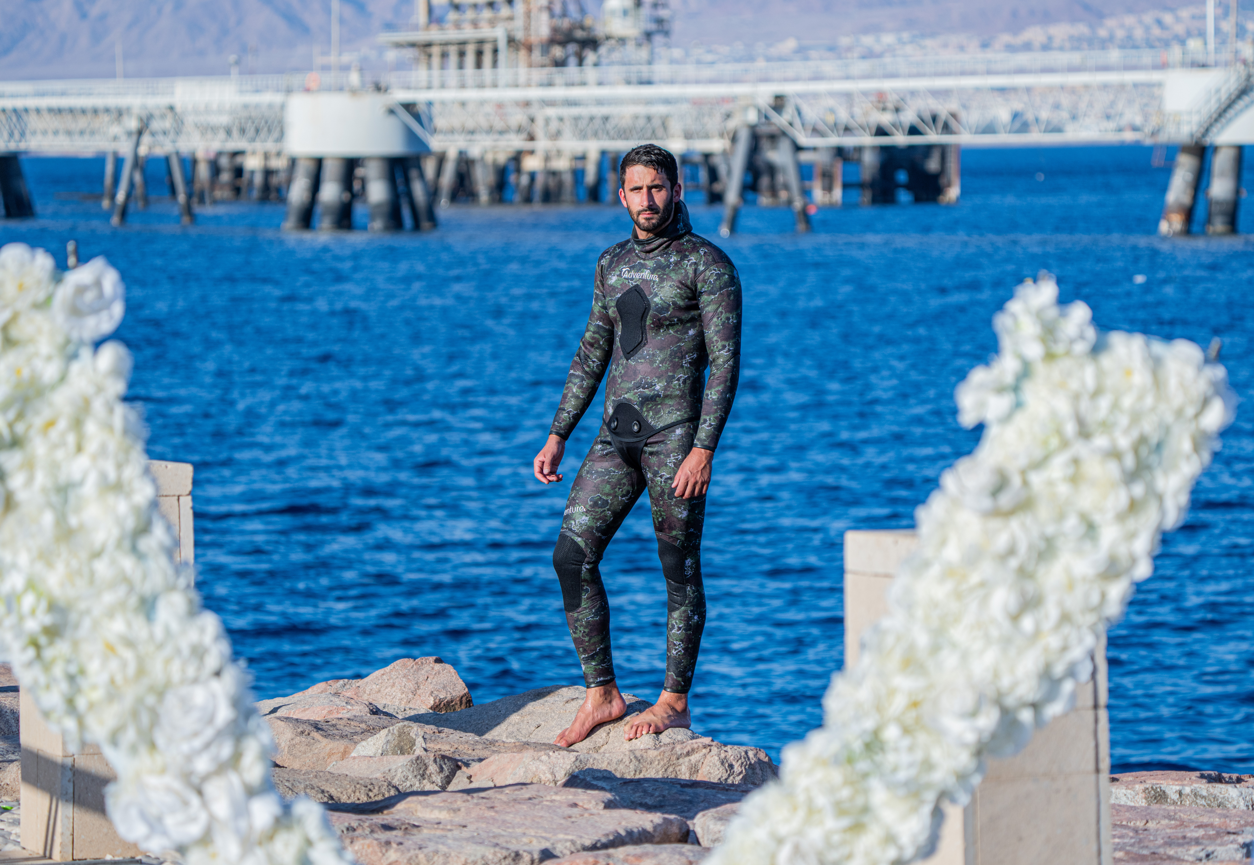 ADVENTURE 5.5mm Camo Spearfishing Pants חליפה צלילה חופשית לדיג חלק תחתון בעובי 5.5 מ"מ