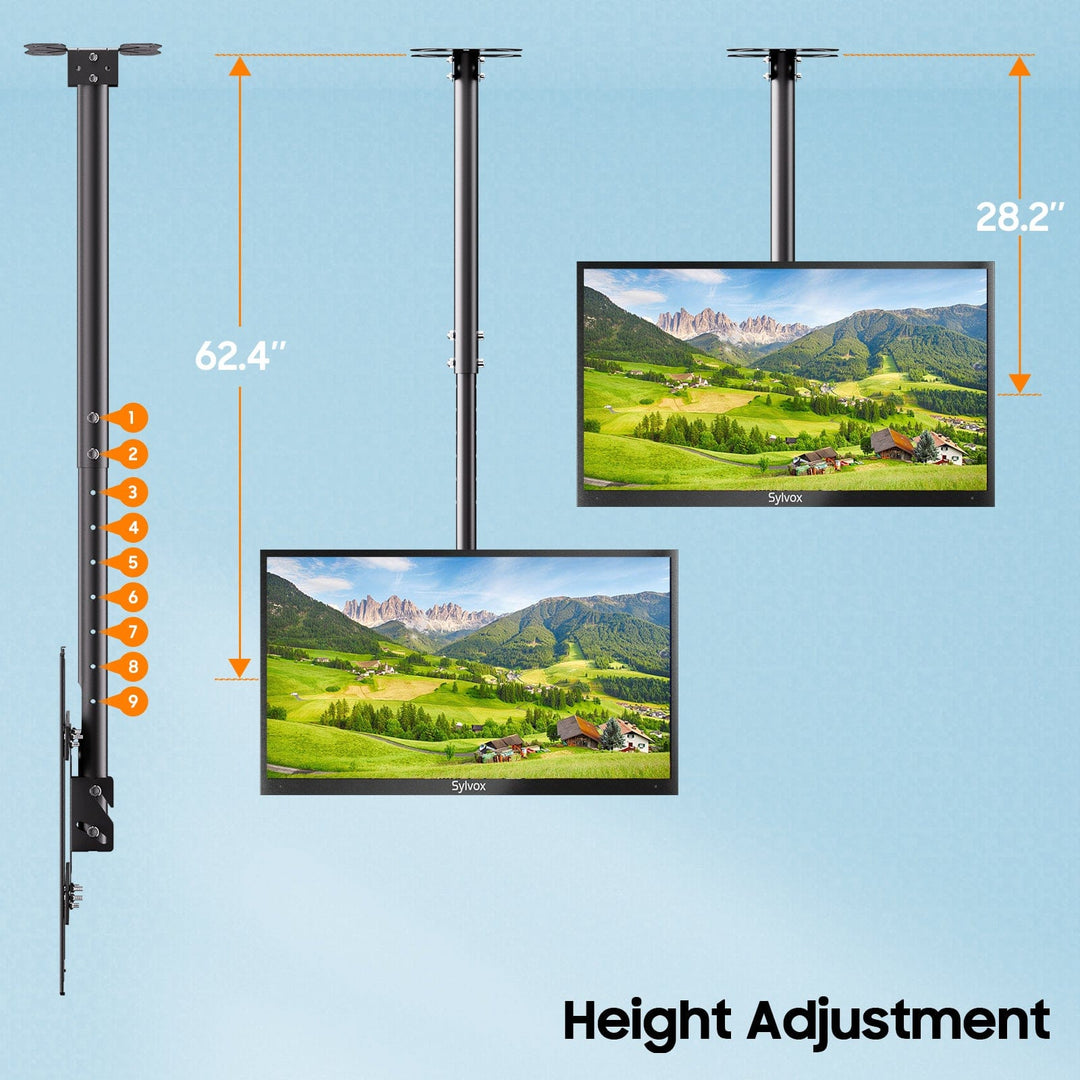 SYLVOX Outdoor TV Ceiling Mount זרוע תליה מהתקרה לטלויזיות בגודל 32-65 אינץ' - דוגית