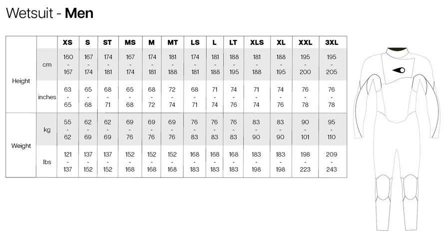 SOORUZ Top Men 2/2 LS GURU Organic Oysterprene חולצת גלישה ארוכה לגברים בעובי 2/2 מ"מ בצבע שחור