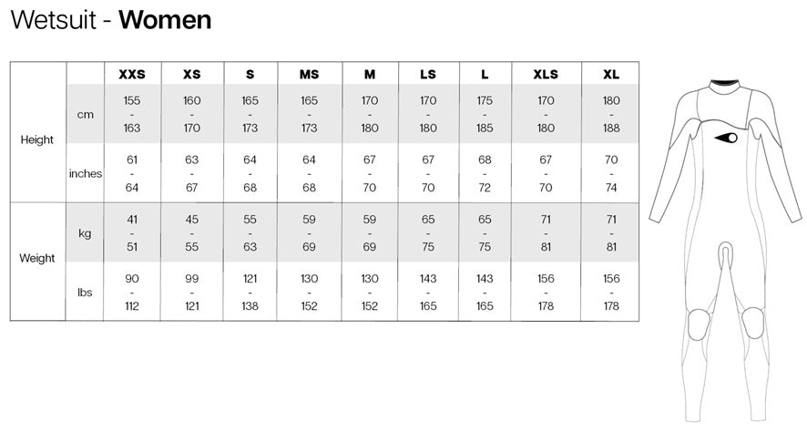SOORUZ Top Women 2/1 Zip LS DIVINE חולצת גלישה ארוכה לנשים עם רוכסן בעובי 2/1 מ"מ בצבע שחור