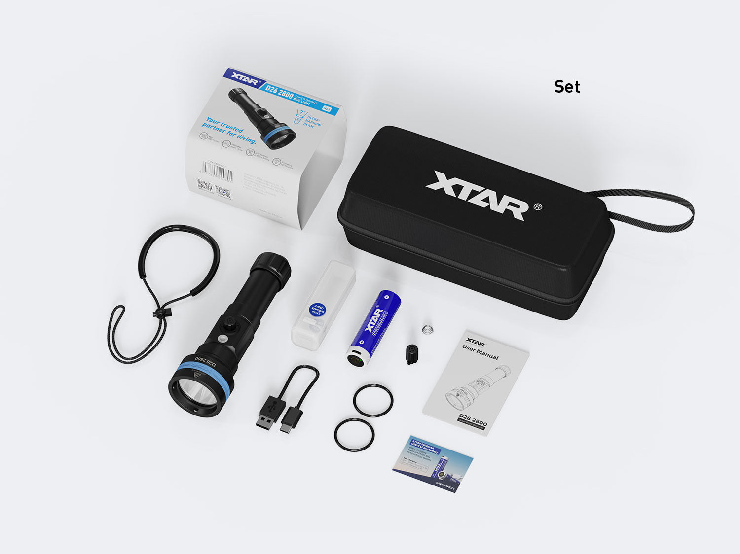 XTAR D26 2800 Set פנס צלילה - דוגית