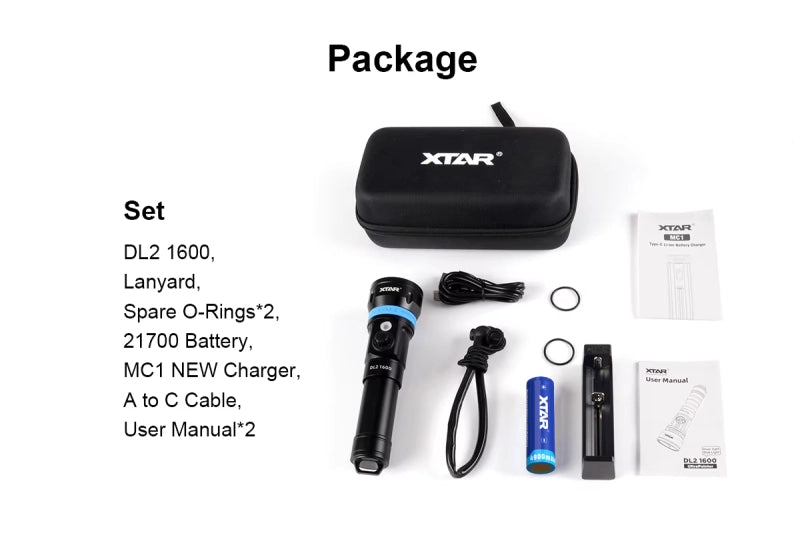 XTAR DL2 1600 Strobe and Laser Set פנס צלילה ולייזר