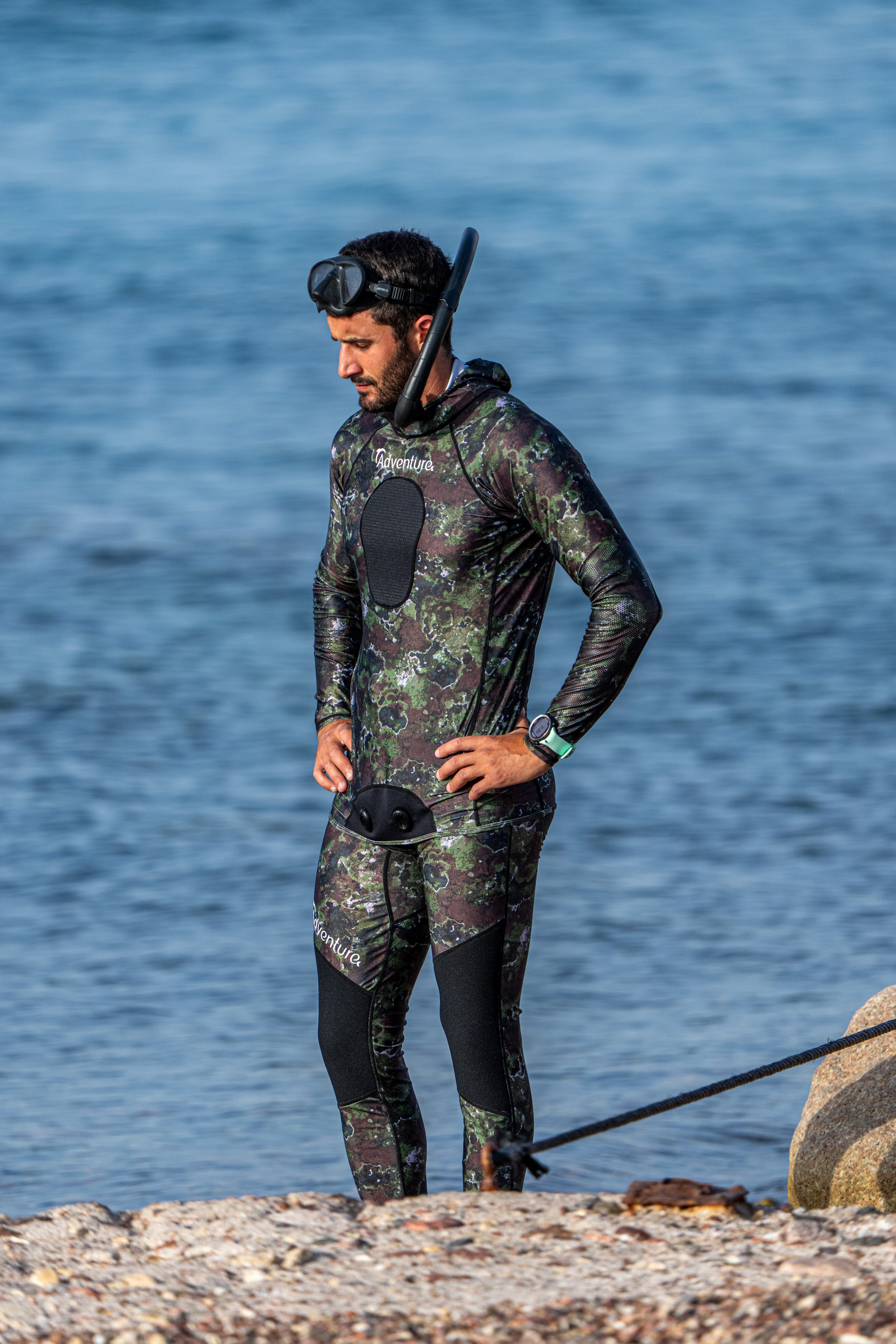 ADVENTURE Rush Guard Camo Spearfishing Jacket חליפה צלילה חופשית חלק עליון