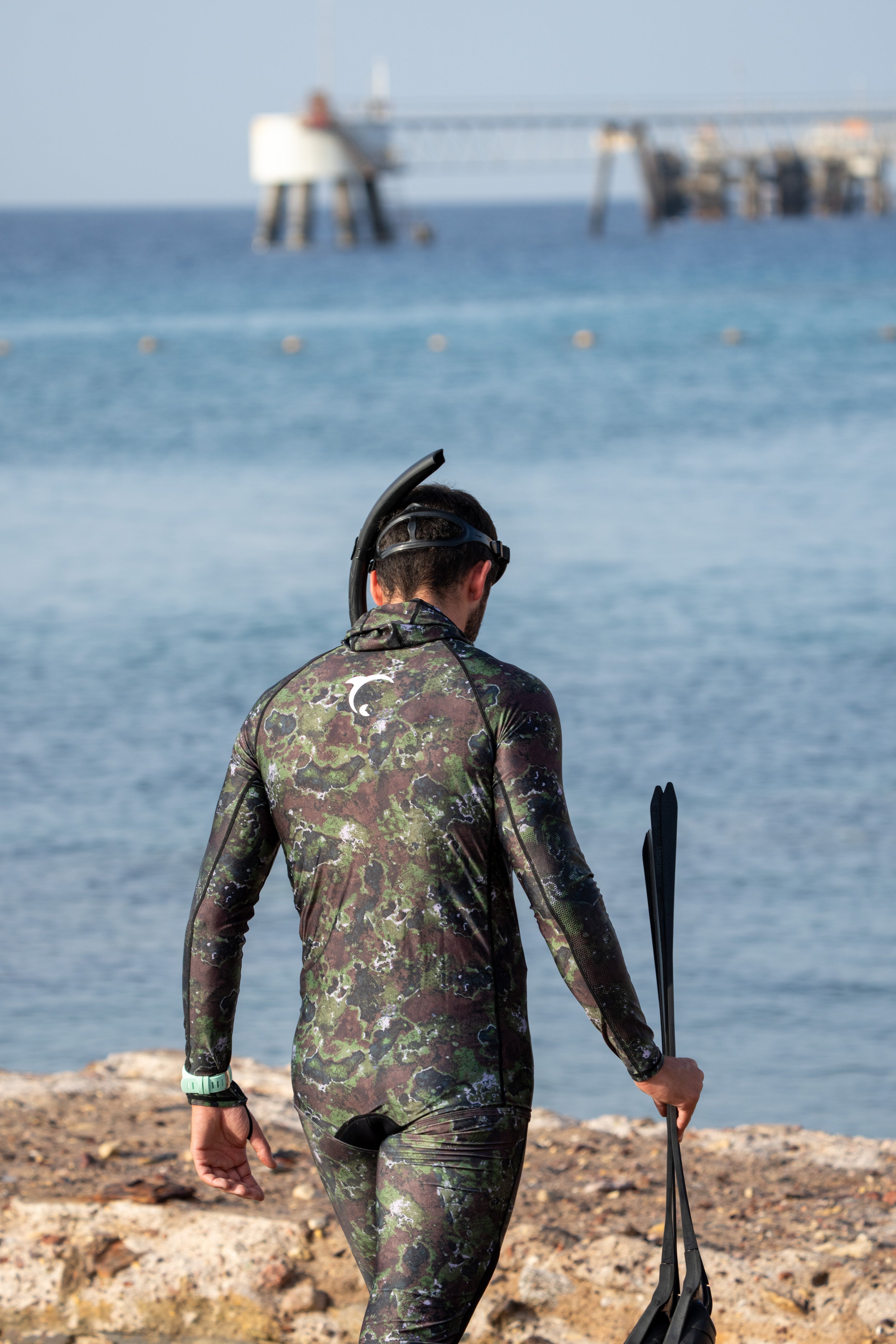ADVENTURE Rush Guard Camo Spearfishing Jacket חליפה צלילה חופשית חלק עליון