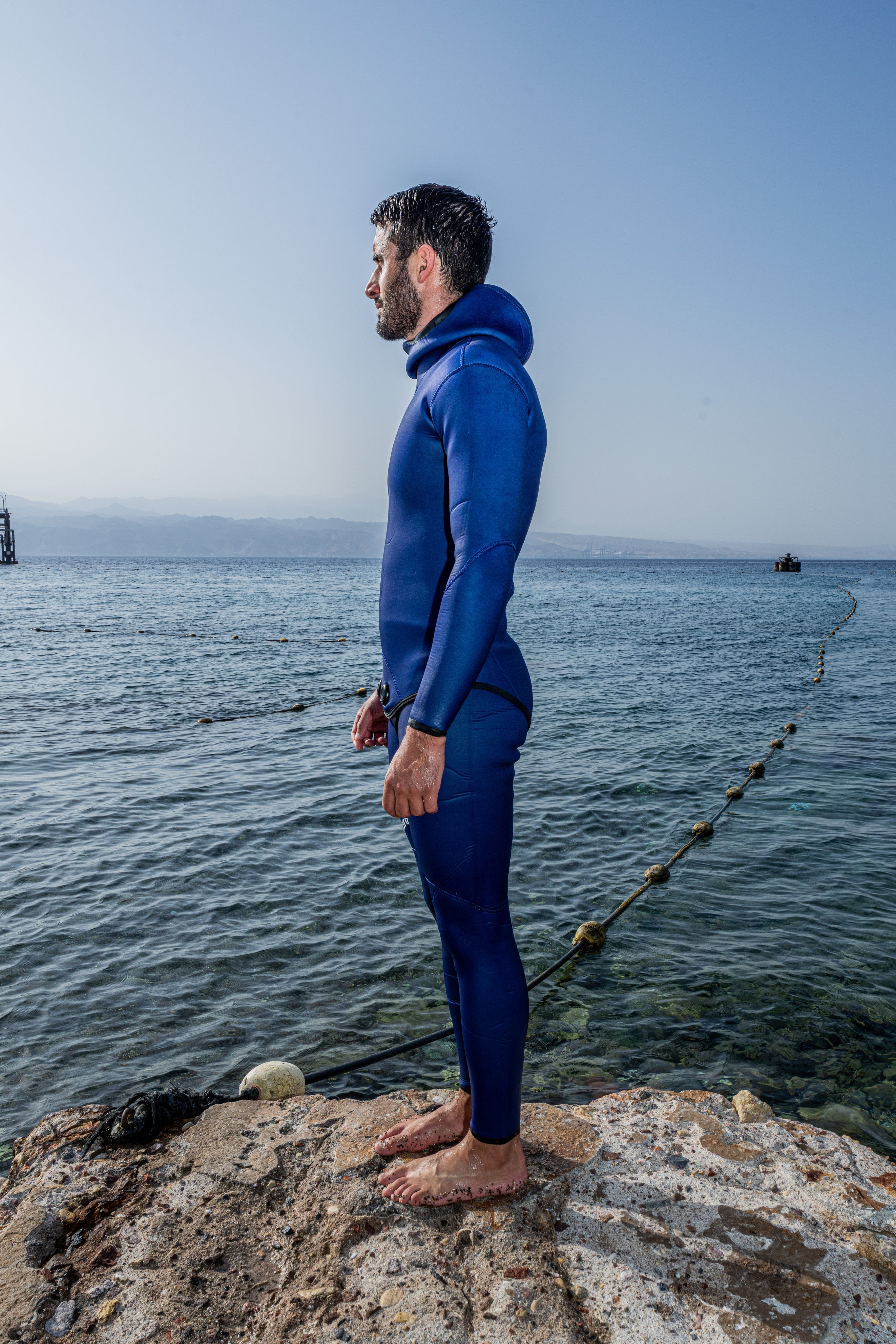 ADVENTURE 3.5mm Dark Blue Freediving Wetsuit חליפה צלילה חופשית ספורטיבית מלאה, חלק תחתון + חלק עליון, בעובי 3.5 מ"מ - דוגית