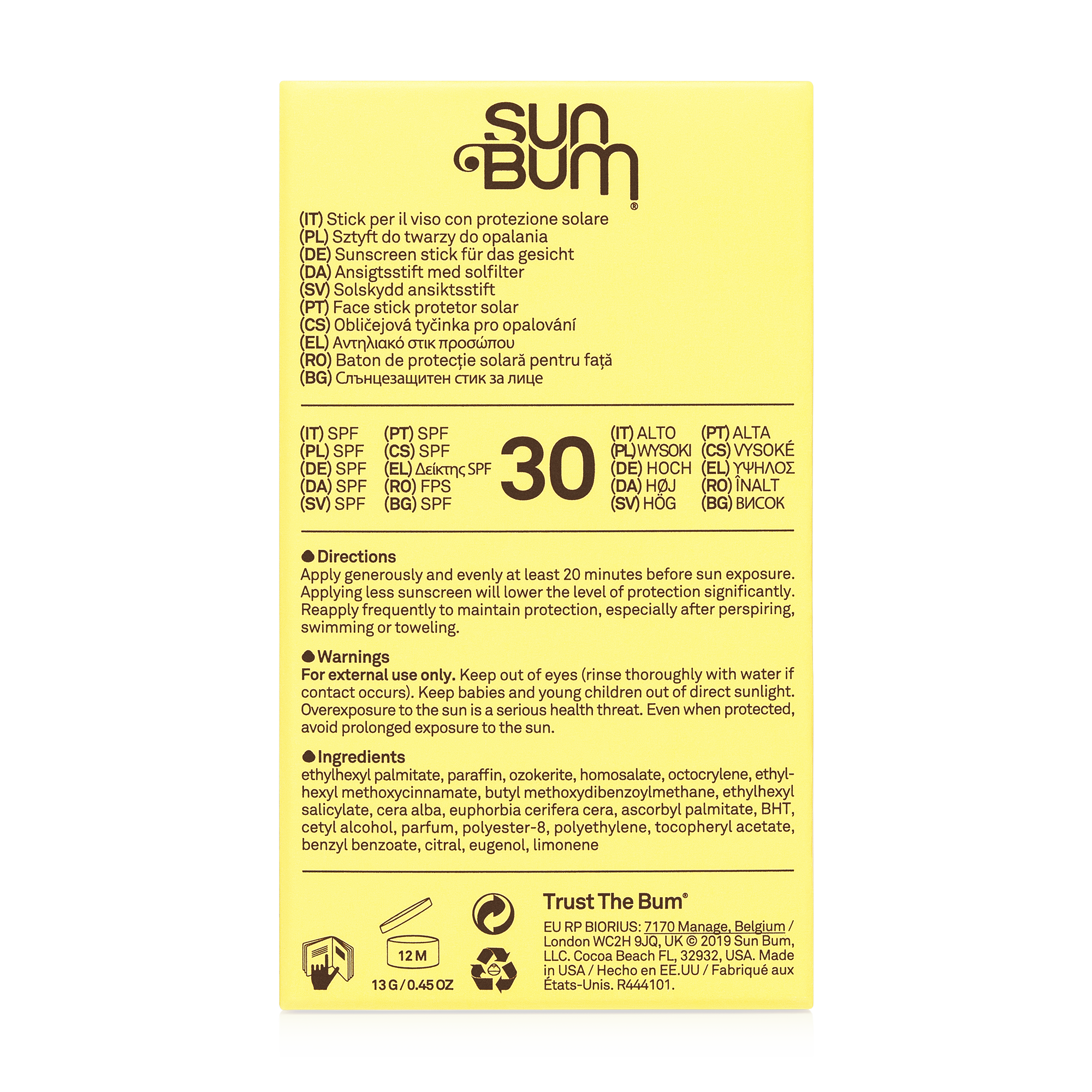 SUN BUN Original SPF 30 Sunscreen Face Stick קרם הגנה סטיק לפנים