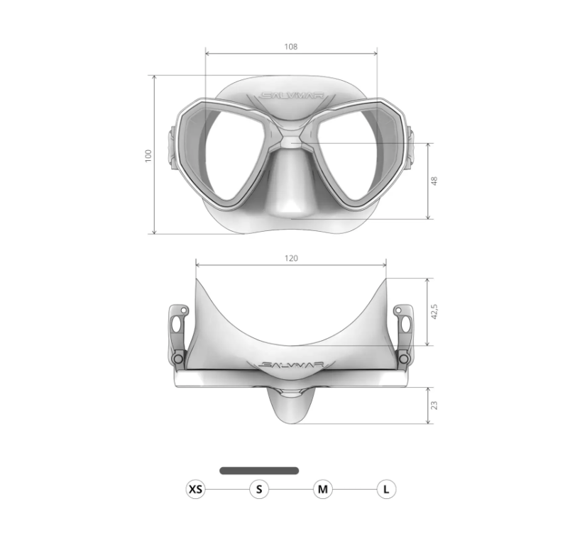 SALVIMAR Youth MORPHEUS MID Anti Fog מסיכת צלילה לנוער/בעלי פרופיל ראש קטן עם הגנה מפני הצטברות אדים - דוגית