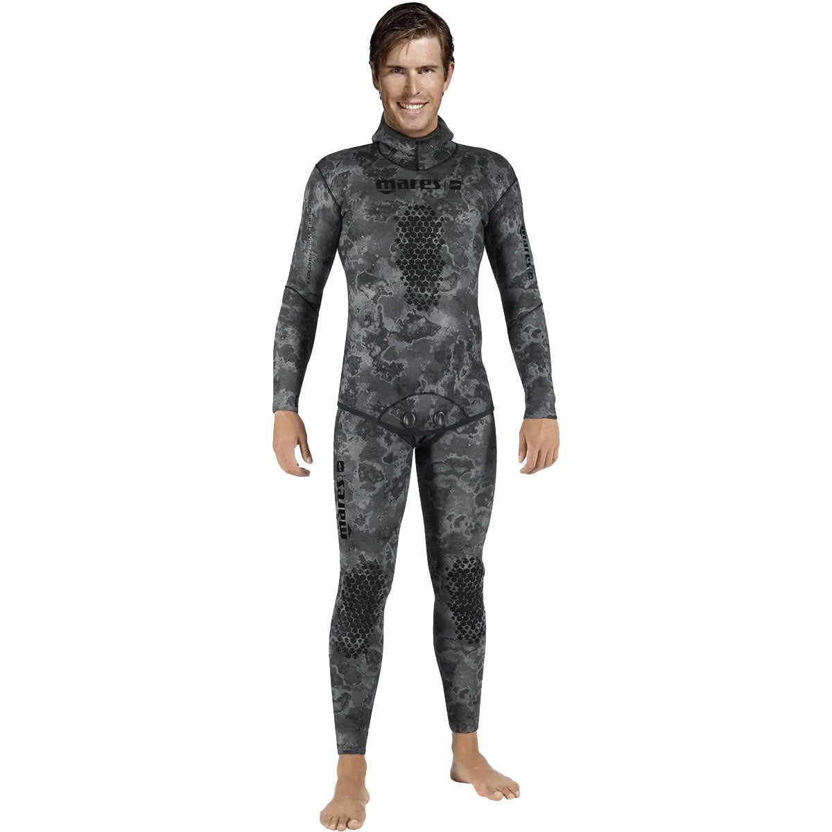 חלק עליון לגברים של חליפת הצלילה החופשית Explorer Camo Black 50 - דוגית