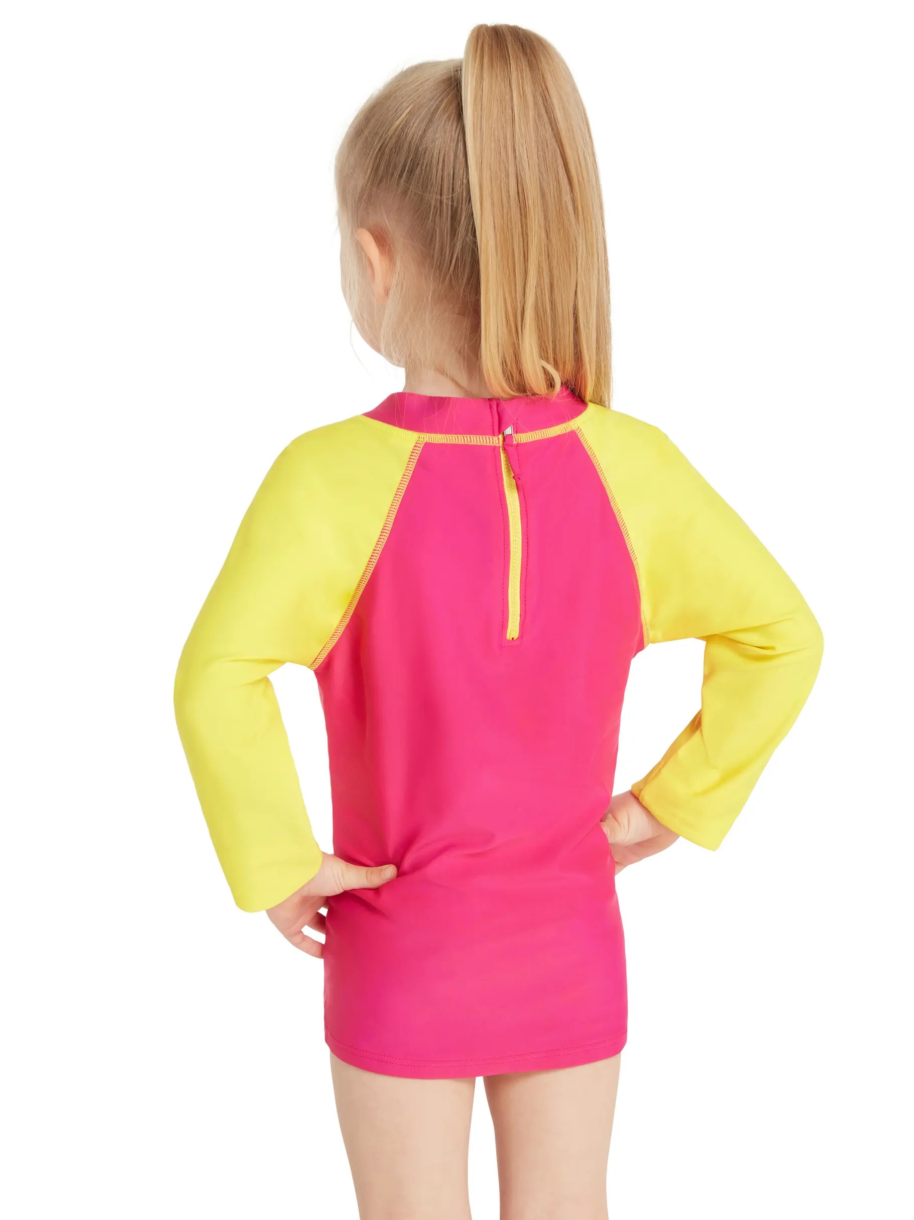 ZOGGS Girls Sea Queen Long Sleeve Sun Top חולצת לייקרה ארוכה להגנה מהשמש לילדות