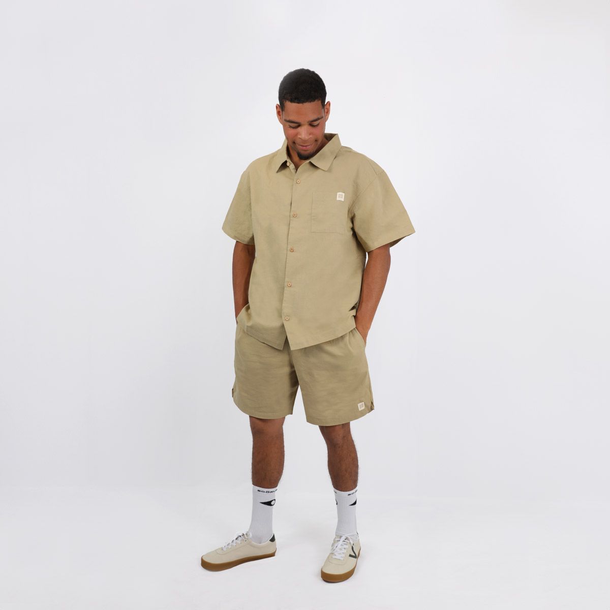 SOORUZ CARLO Shirt Linen חולצה מכופרת קצרה מפשתן וכותנה
