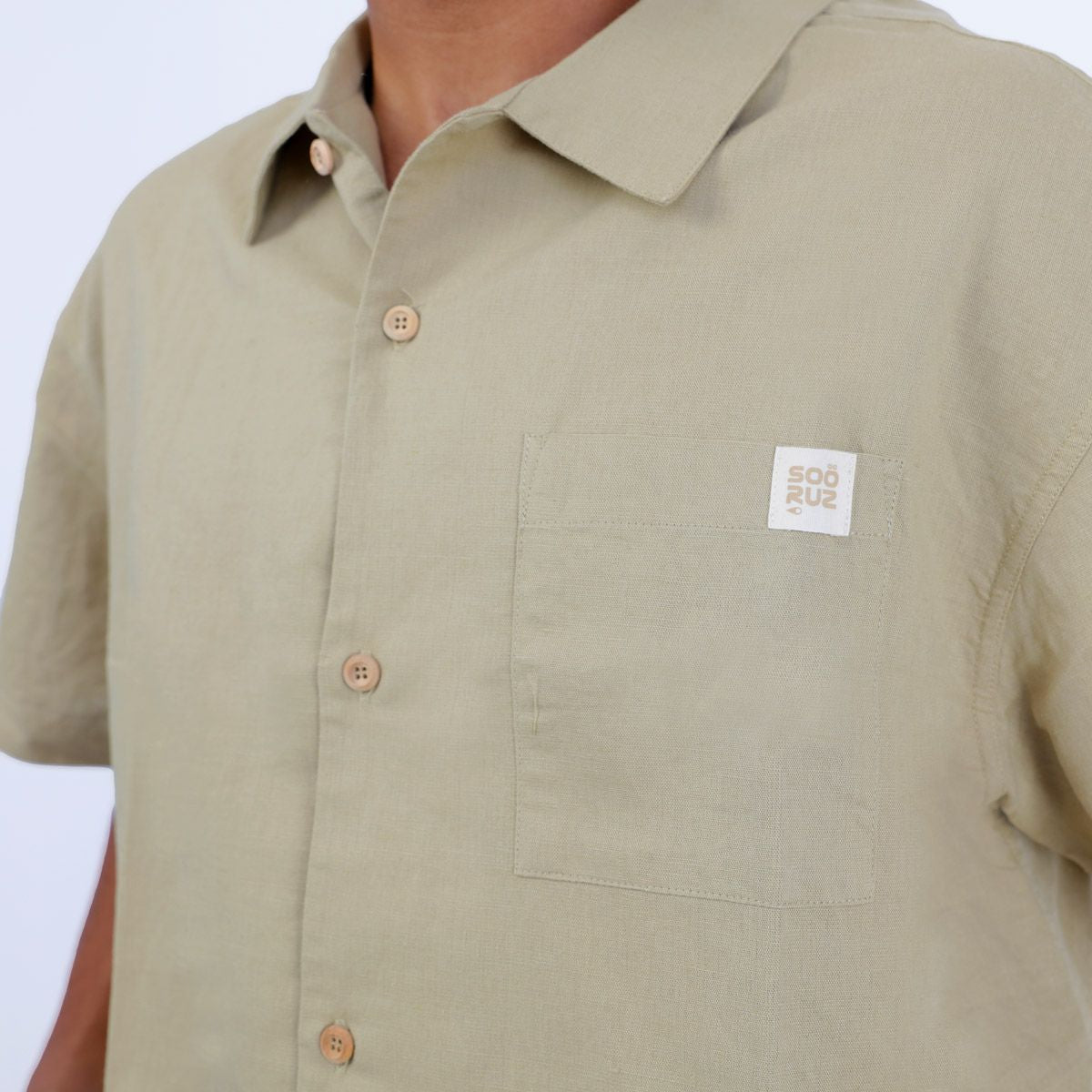 SOORUZ CARLO Shirt Linen חולצה מכופרת קצרה מפשתן וכותנה