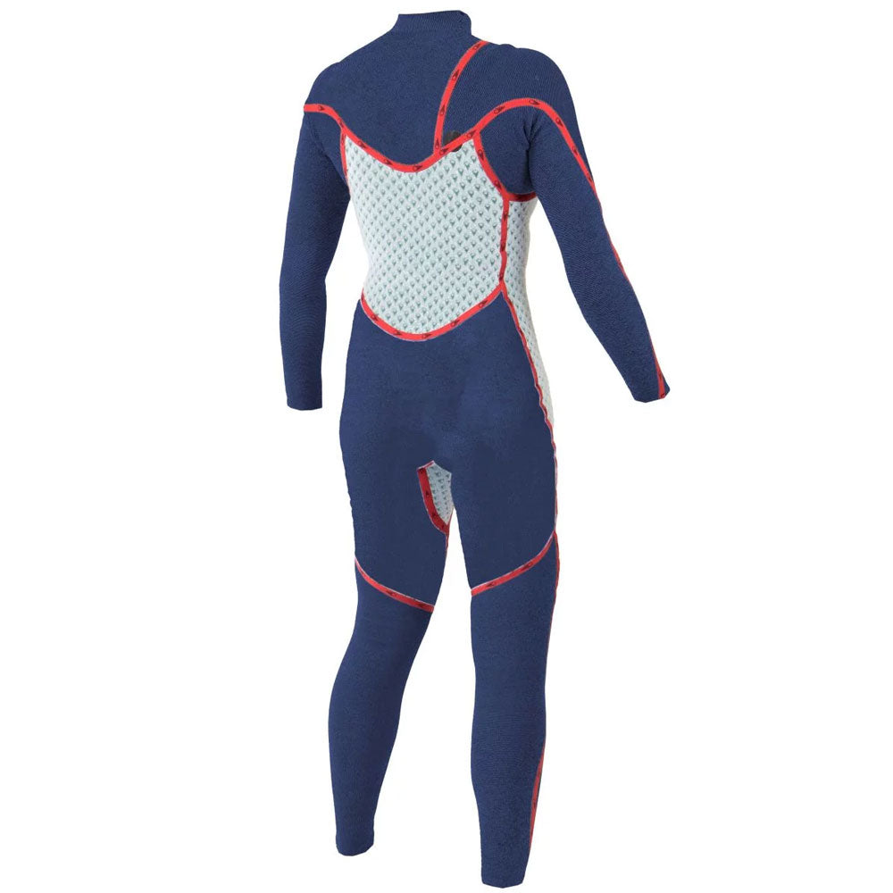 חליפת גלישה ארוכה לנשים צבע סגול בעובי 3/2 מ"מ עם רוכסן חזה מניאופרן אורגני