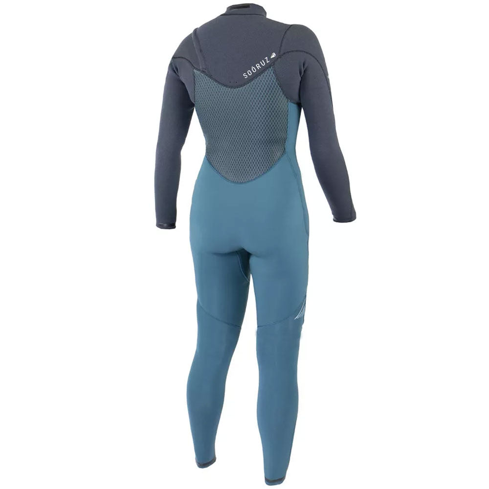 חליפת גלישה ארוכה לנשים בעובי 4/3 מ"מ עם רוכסן חזה מניאופרן אורגני צבע כחול