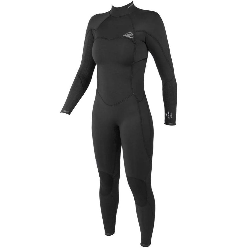 חליפת גלישה לנשים רוכסן אחורי בעובי 3/2 מ"מ בצבע שחור