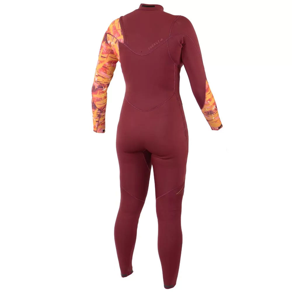 חליפת גלישה לנשים רוכסן חזה בעובי 4/3 מ"מ בצבע אדום