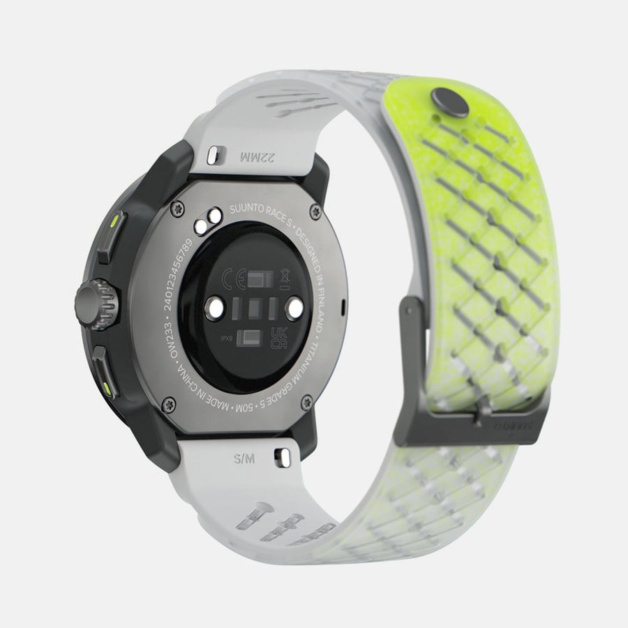 SUUNTO Race S Titanium Canary שעון ספורט וכושר בצבע אפור כהה עם רצועה בהירה - דוגית
