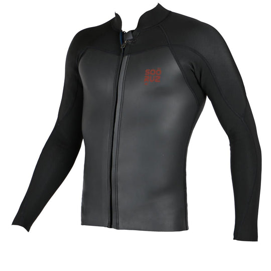 SOORUZ Top Men 2/1 LS Zip FIGHTER חולצת גלישה ארוכה לגברים בעובי 2/1 מ"מ בצבע שחור