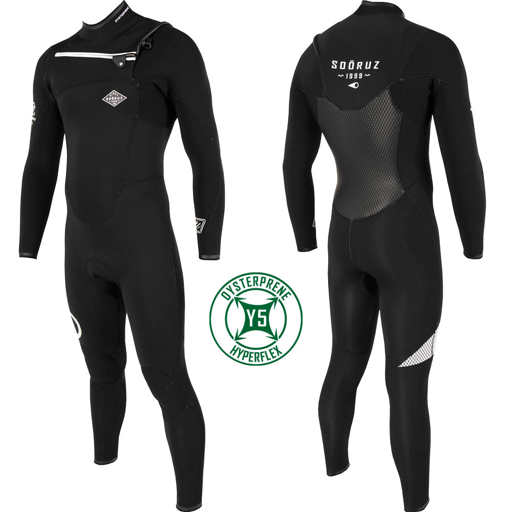 חליפת גלישה 4/3 מ"מ לגברים צבע שחור SOORUZ FIGHTER Chest-zip 4/3 2021 - דוגית
