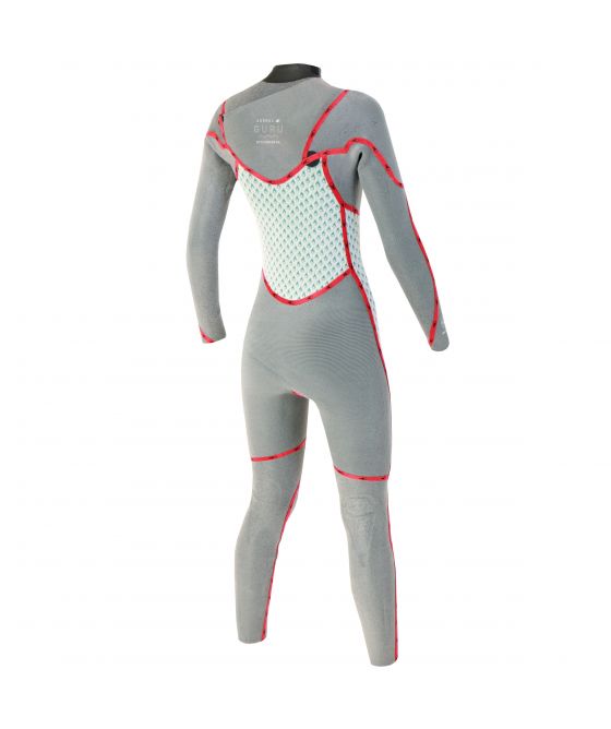 SOORUZ GURU Women 3/2 Chest-Zip Oysterprene חליפת גלישה לנשים 2/3 מ"מ צבע אדום חורף 2022