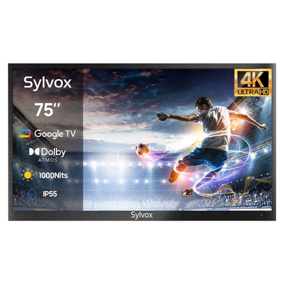 SYLVOX 75" Outdoor TV(Google TV) Deck Pro 2.0 טלויזיה בגודל 75 אינץ' לשימוש חיצוני בשמש חלקית - דוגית