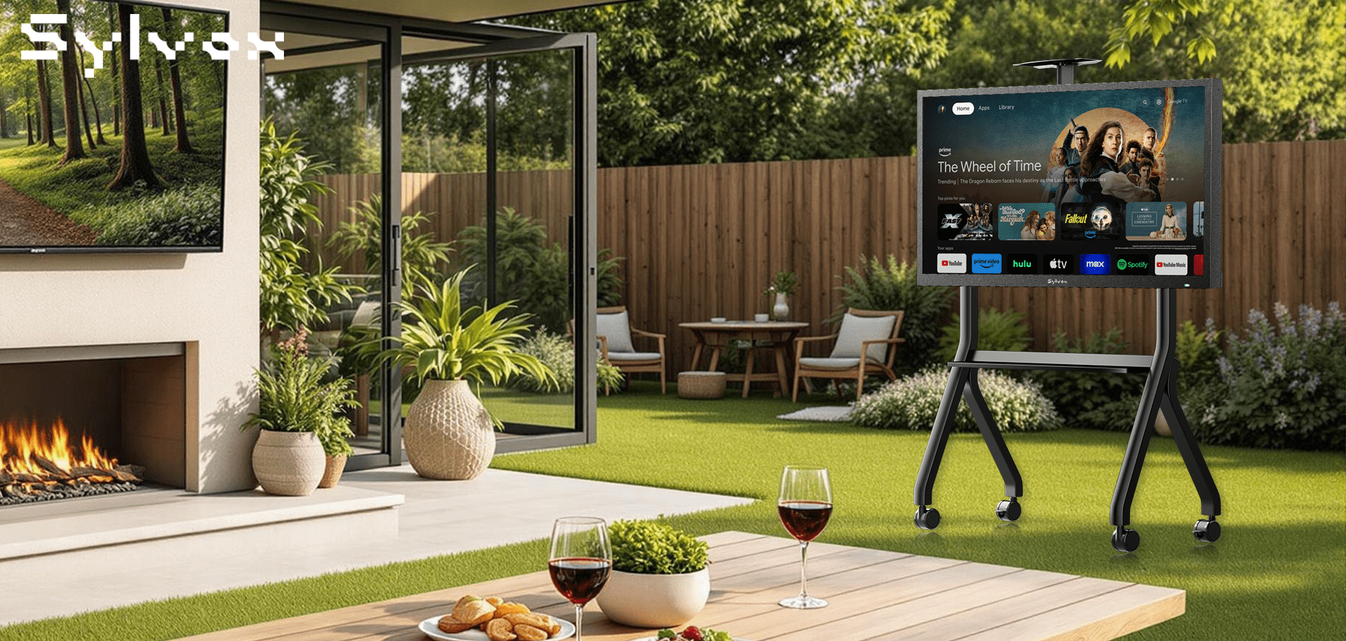 SYLVOX Outdoor TV Y-Type Rolling TV Cart (Suitable for 43-55 inch TV) מעמד על גלגלים לטלויזיות בגודל 43-55 אינץ' - דוגית