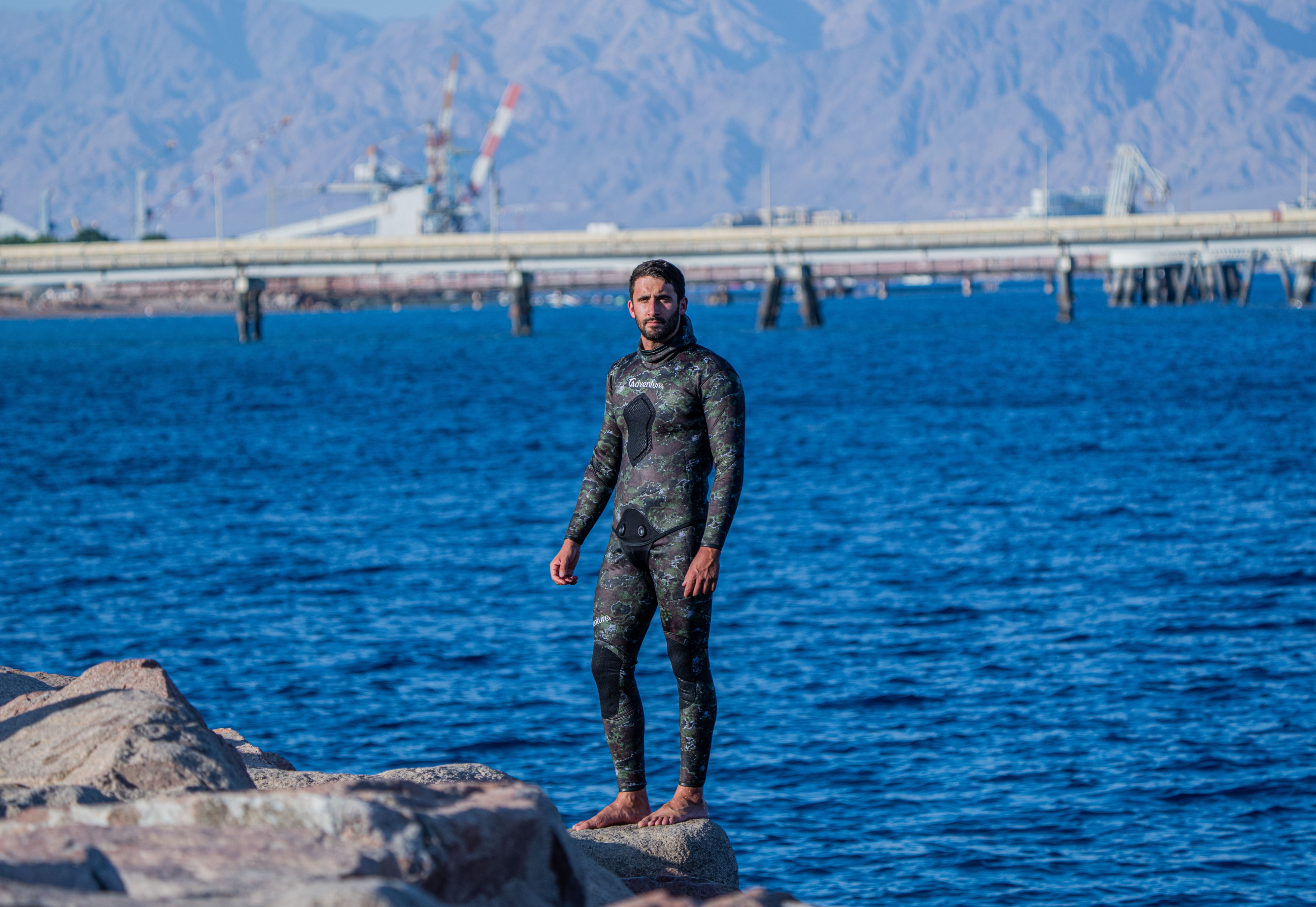 ADVENTURE 5.5mm Camo Spearfishing Pants חליפה צלילה חופשית לדיג חלק תחתון בעובי 5.5 מ"מ