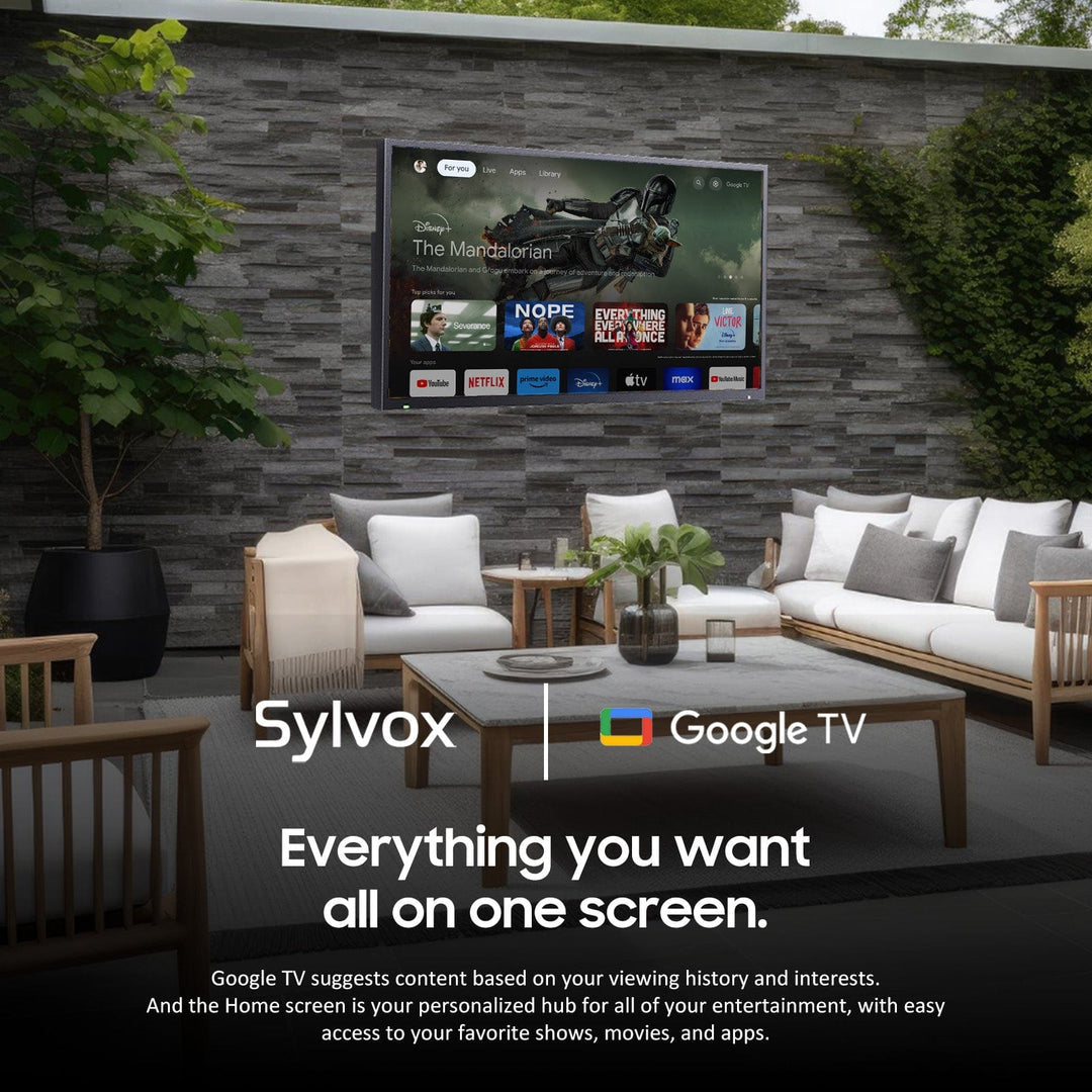 SYLVOX 55" Outdoor TV(Google TV) Deck Pro 3.0 טלויזיה בגודל 55 אינץ' לשימוש חיצוני בשמש חלקית - דוגית