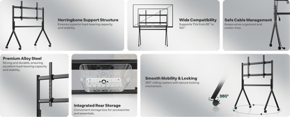 SYLVOX Outdoor TV Y-Type Rolling TV Cart (Suitable for 65-120 inch TV) מעמד על גלגלים לטלויזיות בגודל 65-120 אינץ' - דוגית