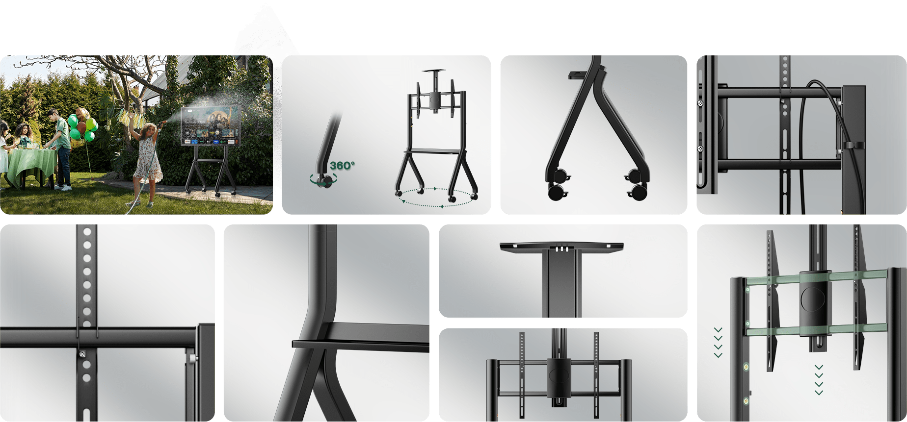 SYLVOX Outdoor TV Y-Type Rolling TV Cart (Suitable for 43-55 inch TV) מעמד על גלגלים לטלויזיות בגודל 43-55 אינץ' - דוגית