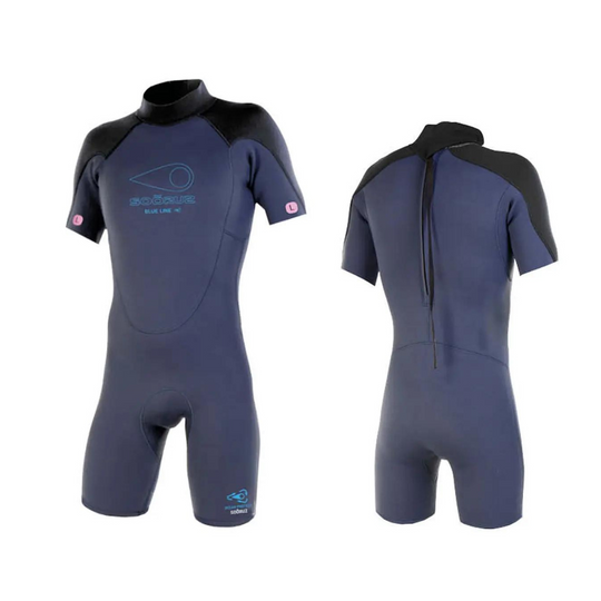 SOORUZ Shorty Men 2/2 LEARN Blue line חליפת גלישה בעובי 2/2 מ"מ עם רוכסן אחורי לגברים