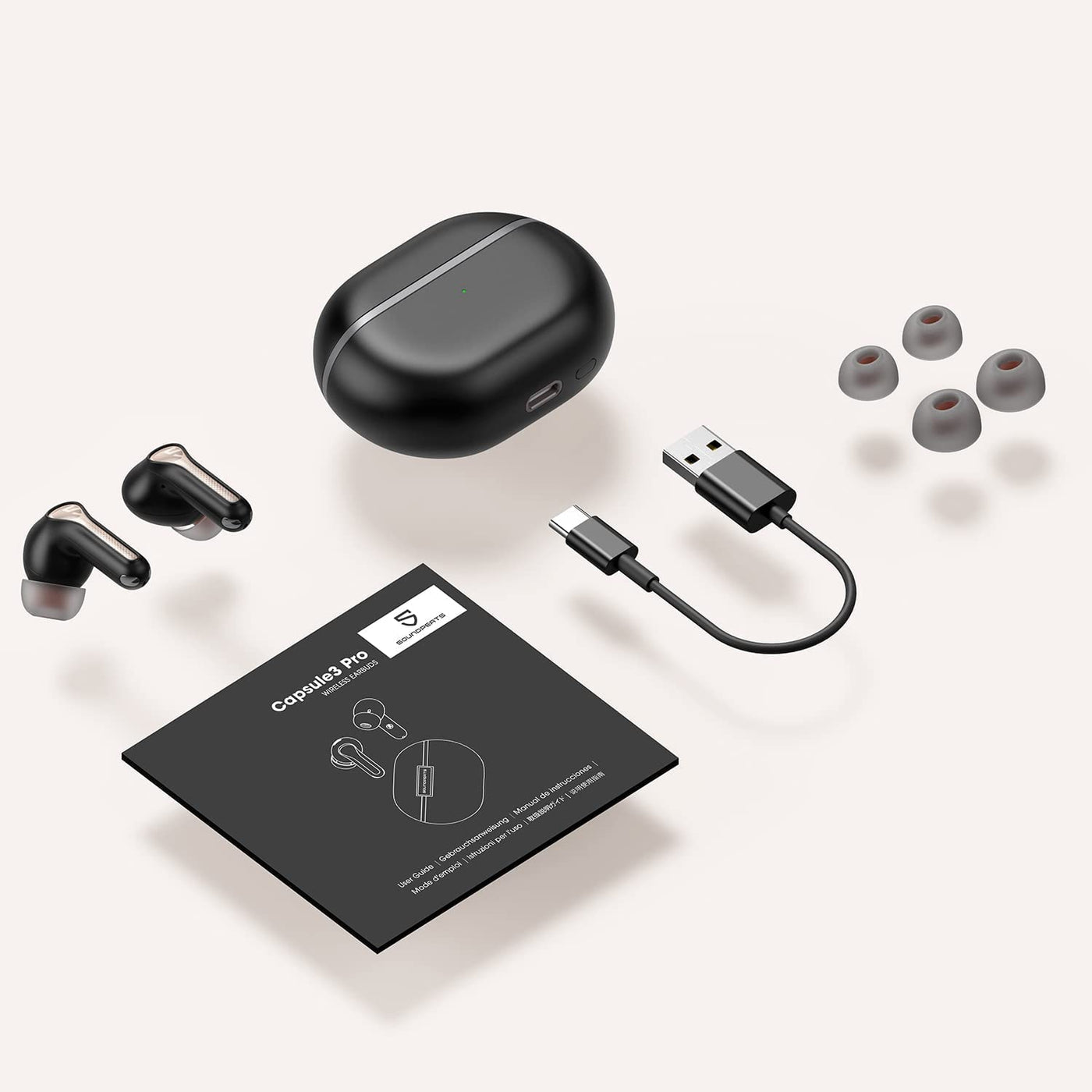 SOUNDPEATS Capsule3 PRO ANC אוזניות כפתור אלחוטיות עם ביטול רעשים אקטיבי בצבע לבן