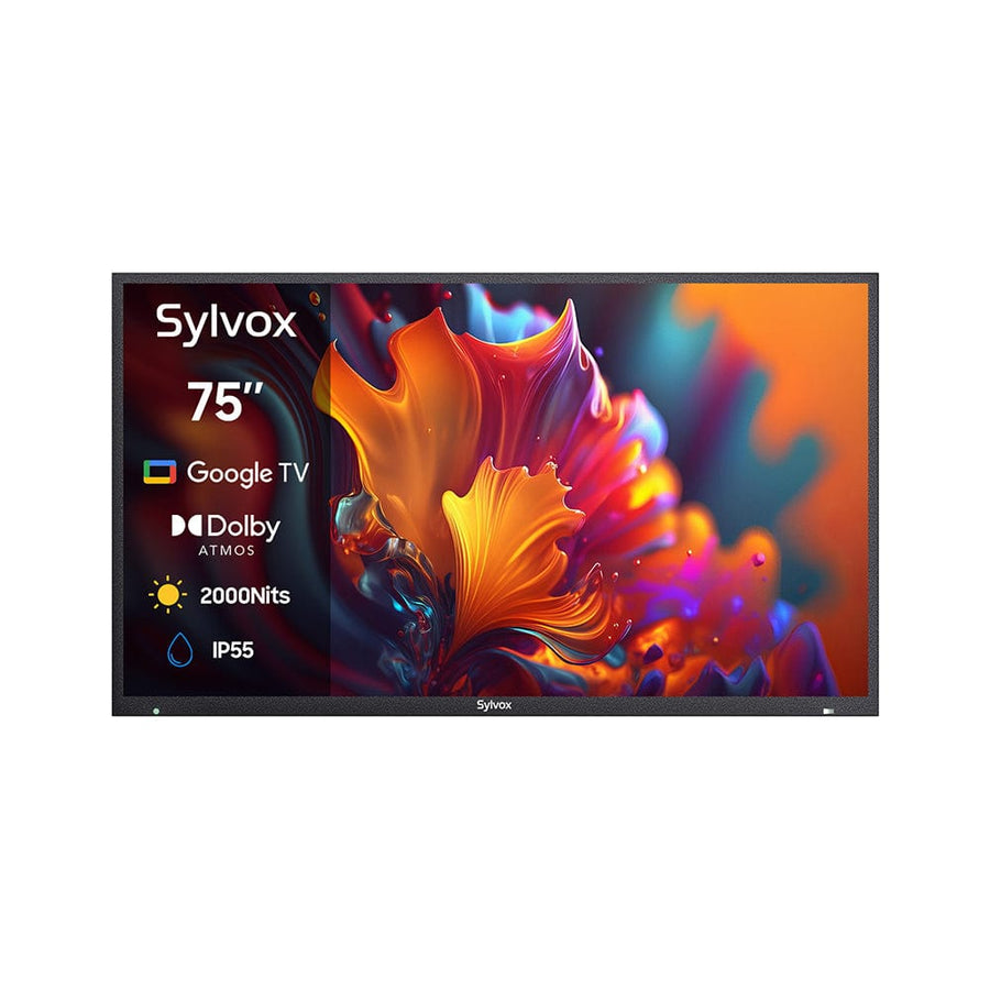 SYLVOX 75" Premium QLED 2000Nit Google Outdoor TV Pool Pro 2.0 טלויזיה QLED בגודל 75 אינץ' לשימוש חיצוני בשמש מלאה - דוגית