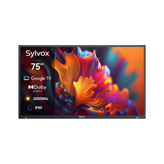 SYLVOX 75" Premium QLED 2000Nit Google Outdoor TV Pool Pro 2.0 טלויזיה QLED בגודל 75 אינץ' לשימוש חיצוני בשמש מלאה