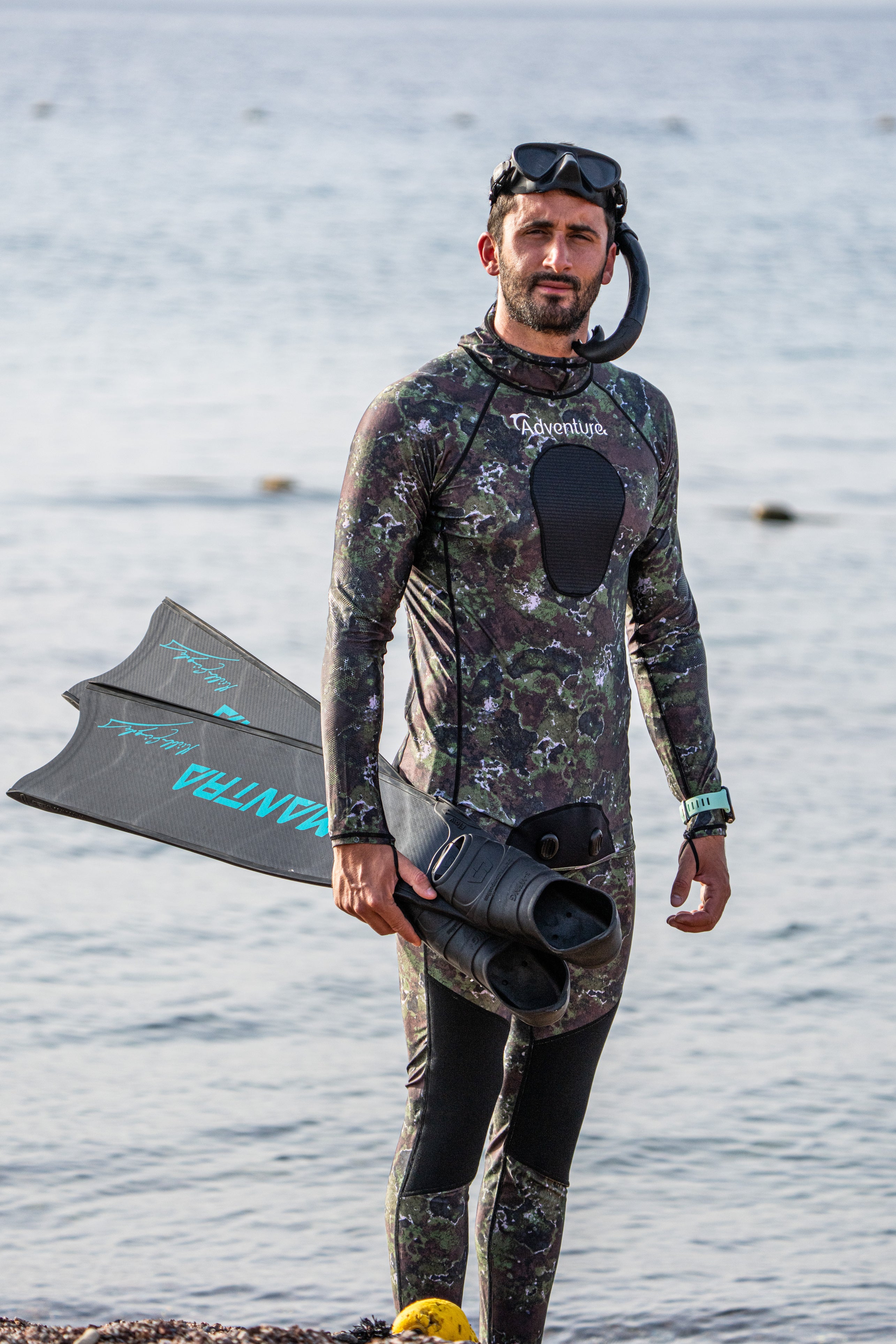 ADVENTURE Rush Guard Camo Spearfishing Jacket חליפה צלילה חופשית חלק עליון
