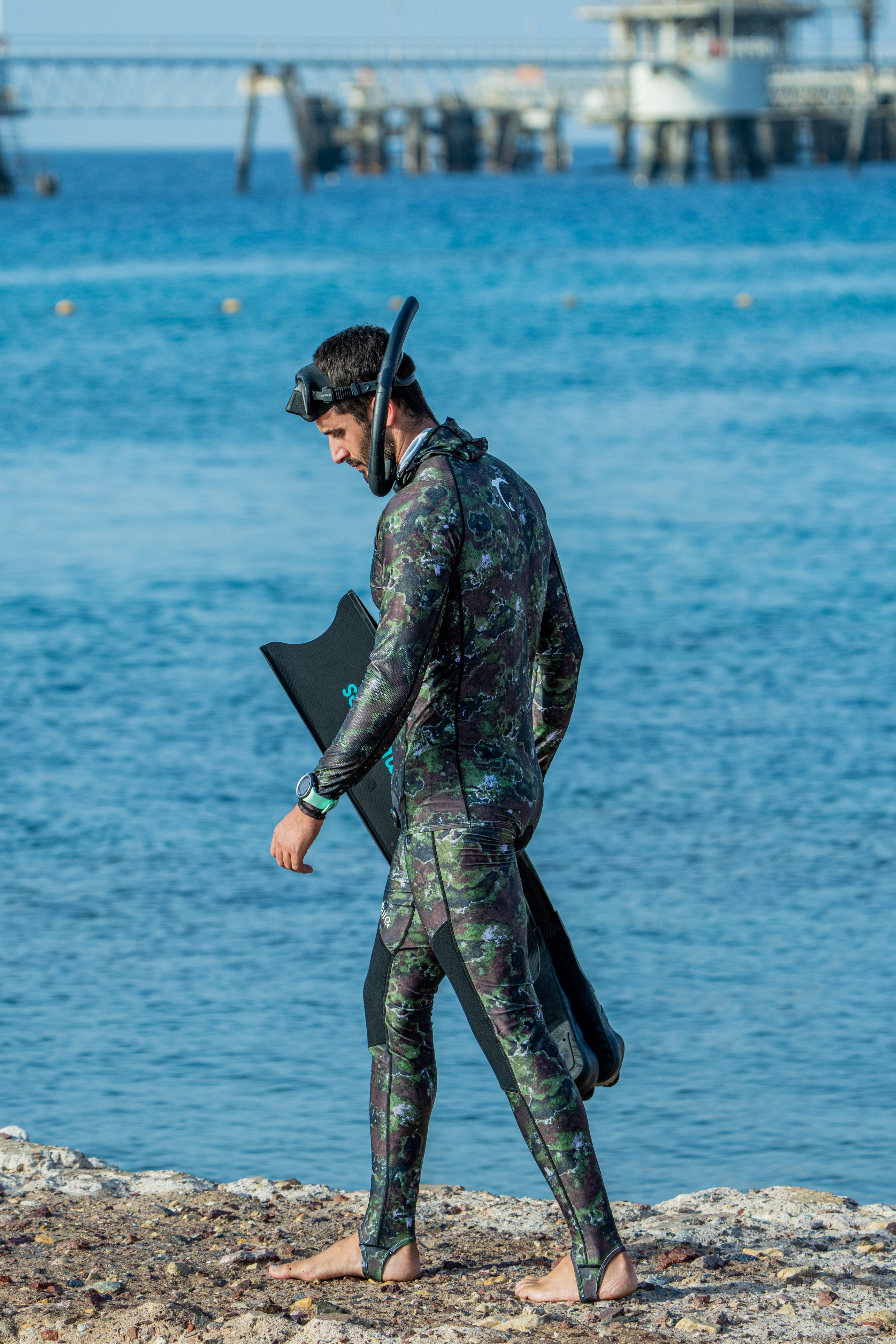 ADVENTURE Rush Guard Camo Spearfishing Jacket חליפה צלילה חופשית חלק עליון