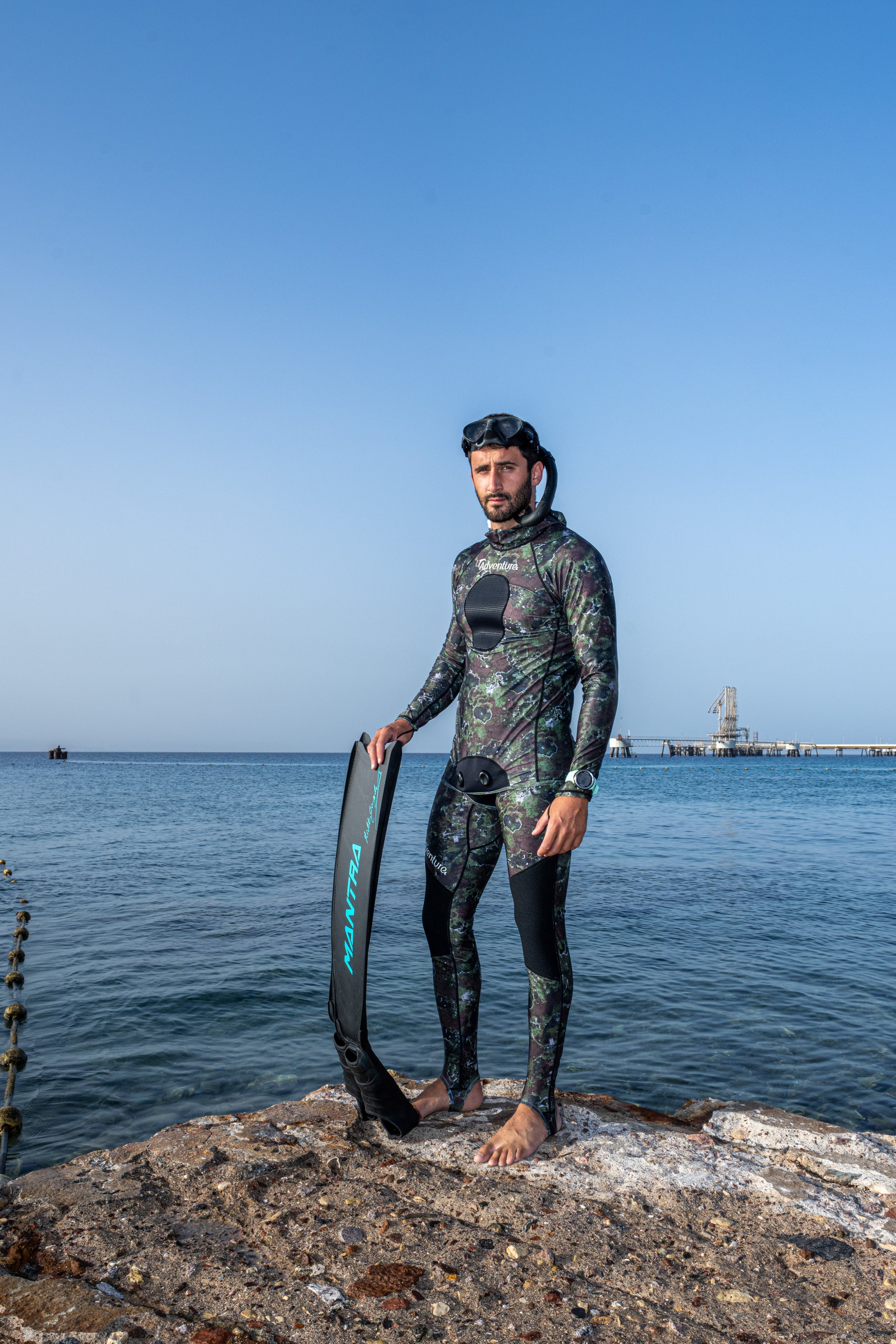 ADVENTURE Rush Guard Camo Spearfishing Jacket חליפה צלילה חופשית חלק עליון
