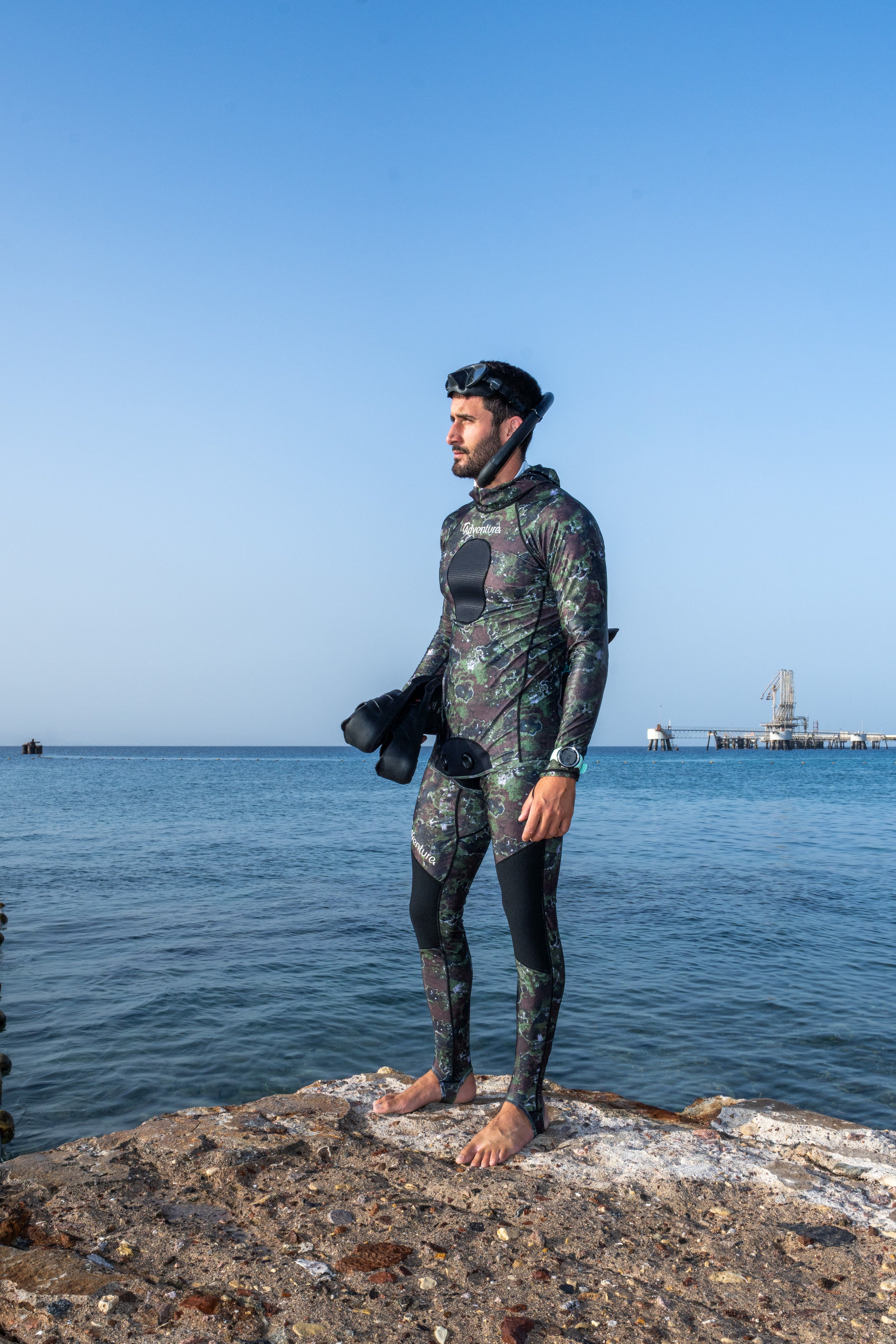 ADVENTURE Rush Guard Camo Spearfishing Jacket חליפה צלילה חופשית חלק עליון
