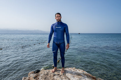 ADVENTURE 5.5mm Dark Blue Freediving Jacket חליפה צלילה חופשית ספורטיבית חלק עליון בעובי 5.5 מ"מ