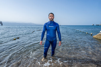 ADVENTURE 5.5mm Dark Blue Freediving Jacket חליפה צלילה חופשית ספורטיבית חלק עליון בעובי 5.5 מ"מ