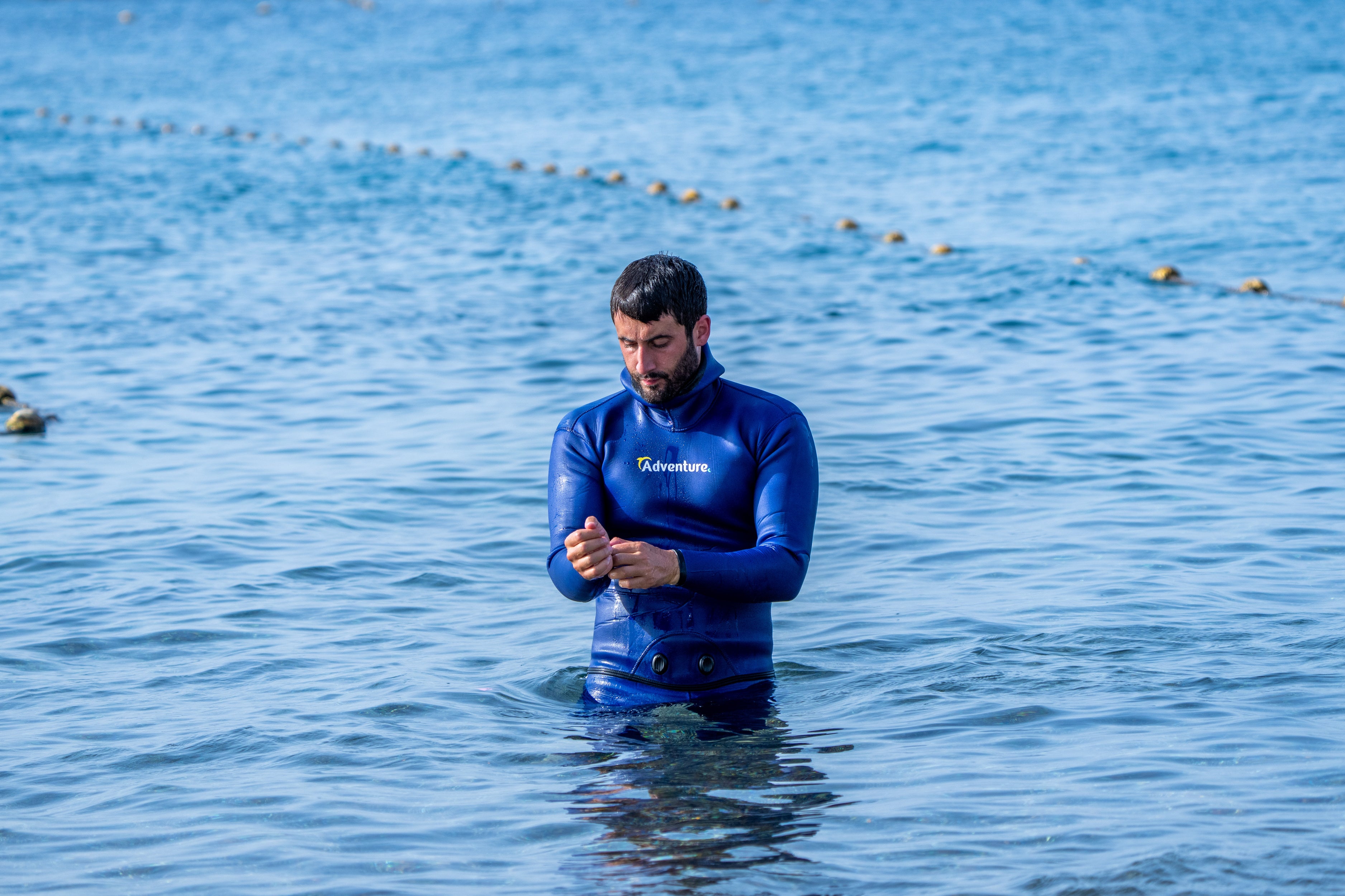 ADVENTURE 5.5mm Dark Blue Freediving Jacket חליפה צלילה חופשית ספורטיבית חלק עליון בעובי 5.5 מ"מ