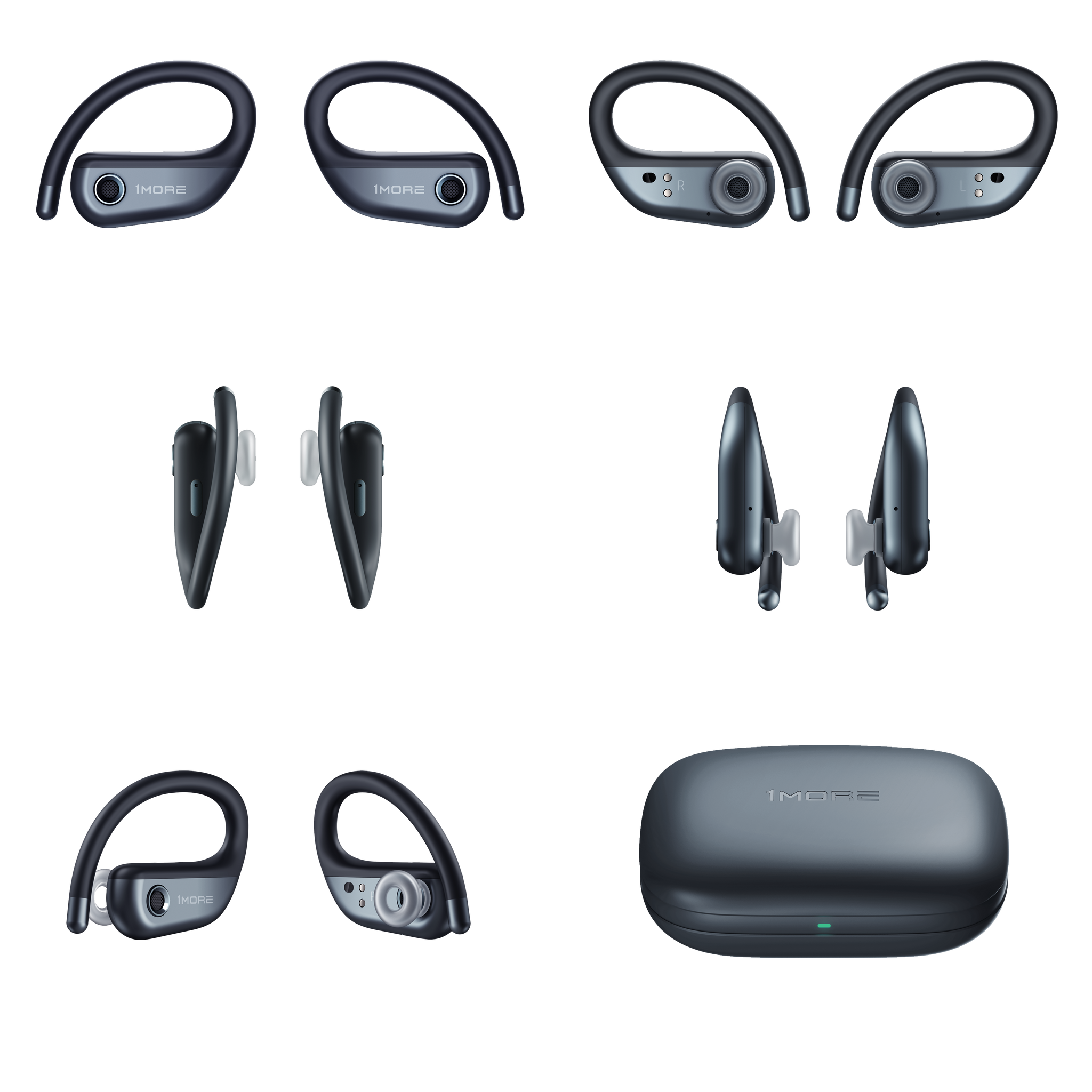 1MORE FIT Open Earbuds S50 אוזניות ספורט בטכנולוגיית אוזן פתוחה בצבע אפור כהה