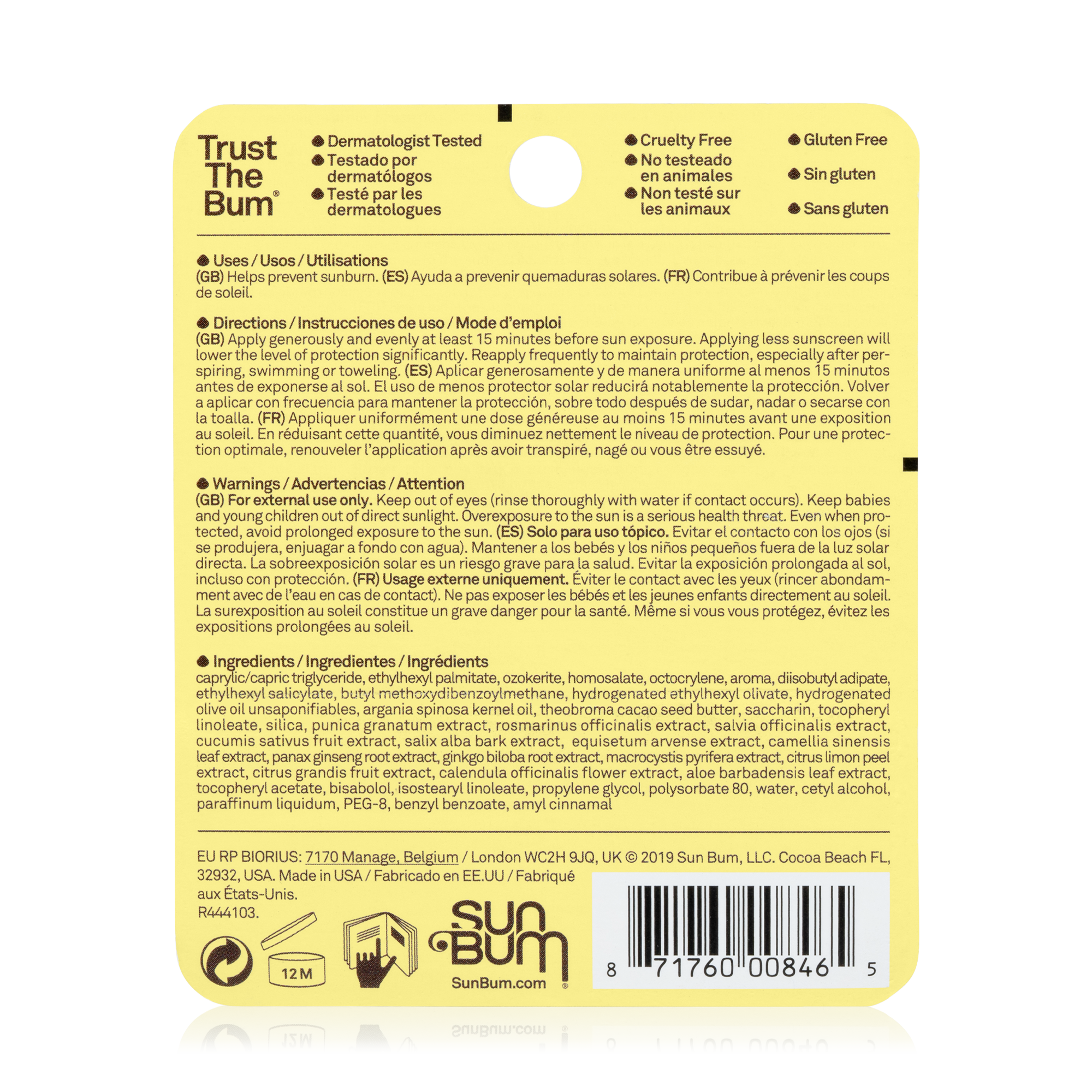 SUN BUN Original SPF 30 Sunscreen Lip Balm קרם הגנה שפתון