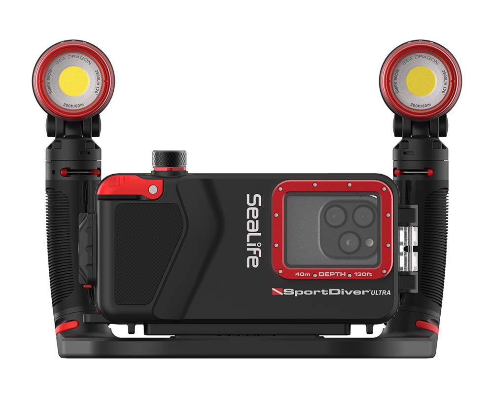 SEALIFE SportDiver Ultra Duo 5000 Set for iPhone & Android סט מארז תת ימי מתקדם ותאורה לסמארטפון
