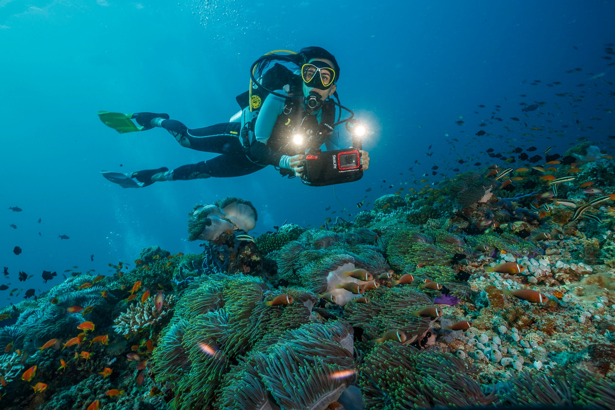 SEALIFE SportDiver Ultra Duo 5000 Set for iPhone & Android סט מארז תת ימי מתקדם ותאורה לסמארטפון