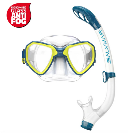 SALVIMAR Youth MORPHEUS MID Anti Fog + DEB Snorkel Combo סט שנורקל ומסיכת צלילה לנוער/בעלי פרופיל ראש קטן עם הגנה מפני הצטברות אדים